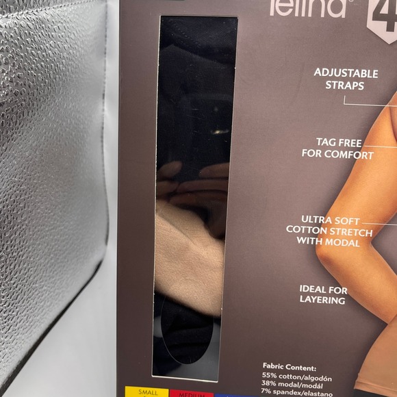 Felina 4 Pack Cotton Stretch Camisole Women's XL Beige Black Tank Top Layering - Picture 3 of 6